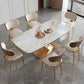 Stone Top Dining Table Traditional Luxury Rectangle Dining Table with Pedestal Base Clearhalo 'Dining Tables & Seating' 'Dining Tables' 'dining_table' 'furn' 'furn_dining_table' 'Furniture' 'furniture_dining_table' 'Kitchen & Dining Furniture' 'kitchen' 'kitchen_dining_table' 4954442