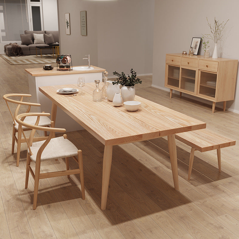 Contemporary Natural Wood Table Ash Rectangle Dining Table with 4 Legs 70.9"L x 31.5"W x 29.5"H Without Chairs Clearhalo 'Dining Tables & Seating' 'Dining Tables' 'dining_table' 'furn' 'furn_dining_table' 'Furniture' 'furniture_dining_table' 'Kitchen & Dining Furniture' 'kitchen' 'kitchen_dining_table' 4954448