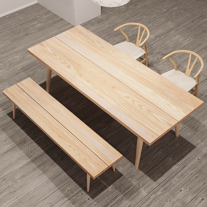 Contemporary Natural Wood Table Ash Rectangle Dining Table with 4 Legs 78.7"L x 31.5"W x 29.5"H Without Chairs Clearhalo 'Dining Tables & Seating' 'Dining Tables' 'dining_table' 'furn' 'furn_dining_table' 'Furniture' 'furniture_dining_table' 'Kitchen & Dining Furniture' 'kitchen' 'kitchen_dining_table' 4954449
