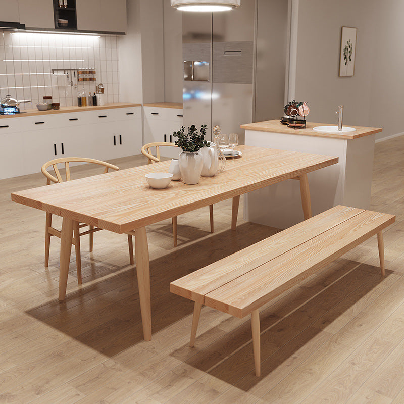 Contemporary Natural Wood Table Ash Rectangle Dining Table with 4 Legs 59.1"L x 31.5"W x 29.5"H Without Chairs Clearhalo 'Dining Tables & Seating' 'Dining Tables' 'dining_table' 'furn' 'furn_dining_table' 'Furniture' 'furniture_dining_table' 'Kitchen & Dining Furniture' 'kitchen' 'kitchen_dining_table' 4954450