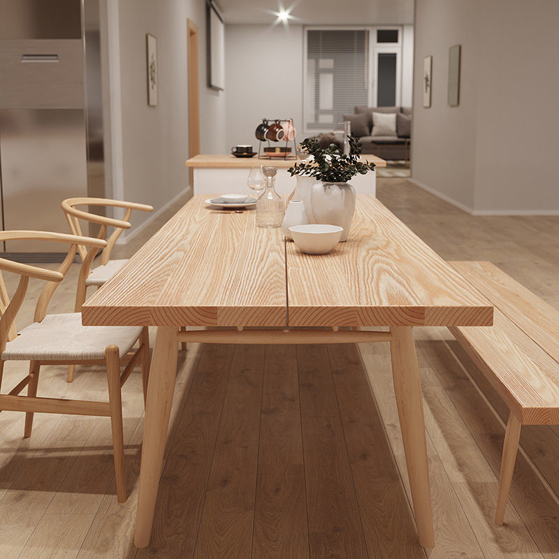 Contemporary Natural Wood Table Ash Rectangle Dining Table with 4 Legs 55.1"L x 27.6"W x 29.5"H Without Chairs Clearhalo 'Dining Tables & Seating' 'Dining Tables' 'dining_table' 'furn' 'furn_dining_table' 'Furniture' 'furniture_dining_table' 'Kitchen & Dining Furniture' 'kitchen' 'kitchen_dining_table' 4954451