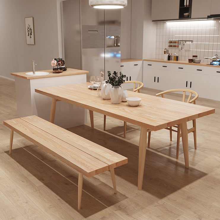 Contemporary Natural Wood Table Ash Rectangle Dining Table with 4 Legs Clearhalo 'Dining Tables & Seating' 'Dining Tables' 'dining_table' 'furn' 'furn_dining_table' 'Furniture' 'furniture_dining_table' 'Kitchen & Dining Furniture' 'kitchen' 'kitchen_dining_table' 4954455