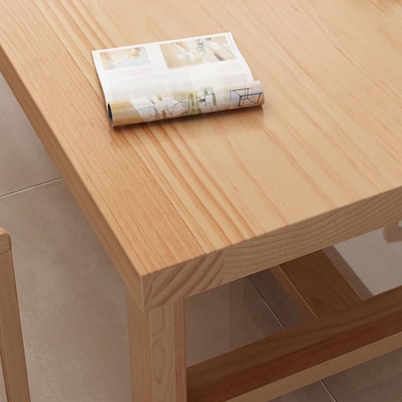 Contemporary Natural Wood Table Pine Rectangle Dining Table with Double Pedestal Clearhalo 'Dining Tables & Seating' 'Dining Tables' 'dining_table' 'furn' 'furn_dining_table' 'Furniture' 'furniture_dining_table' 'Kitchen & Dining Furniture' 'kitchen' 'kitchen_dining_table' 4954473