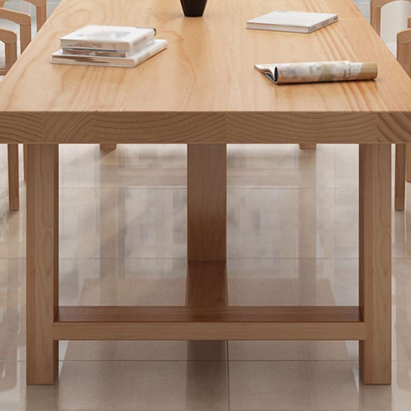 Contemporary Natural Wood Table Pine Rectangle Dining Table with Double Pedestal Clearhalo 'Dining Tables & Seating' 'Dining Tables' 'dining_table' 'furn' 'furn_dining_table' 'Furniture' 'furniture_dining_table' 'Kitchen & Dining Furniture' 'kitchen' 'kitchen_dining_table' 4954474