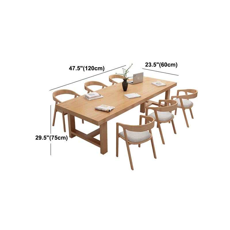 Contemporary Natural Wood Table Pine Rectangle Dining Table with Double Pedestal Clearhalo 'Dining Tables & Seating' 'Dining Tables' 'dining_table' 'furn' 'furn_dining_table' 'Furniture' 'furniture_dining_table' 'Kitchen & Dining Furniture' 'kitchen' 'kitchen_dining_table' 4954479