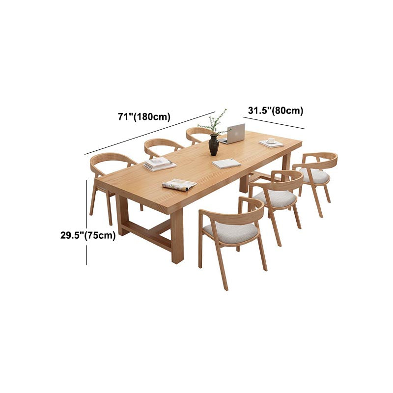 Contemporary Natural Wood Table Pine Rectangle Dining Table with Double Pedestal Clearhalo 'Dining Tables & Seating' 'Dining Tables' 'dining_table' 'furn' 'furn_dining_table' 'Furniture' 'furniture_dining_table' 'Kitchen & Dining Furniture' 'kitchen' 'kitchen_dining_table' 4954482