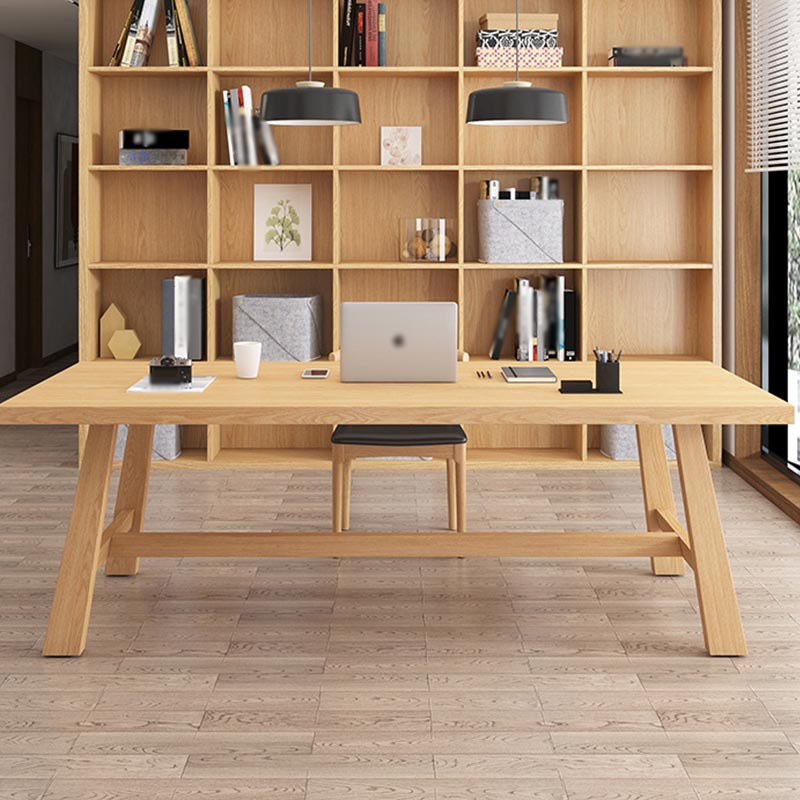 Contemporary Natural Wood Table Pine Rectangle Dining Table with Trestle 70.9"L x 31.5"W x 29.5"H Without Chairs Clearhalo 'Dining Tables & Seating' 'Dining Tables' 'dining_table' 'furn' 'furn_dining_table' 'Furniture' 'furniture_dining_table' 'Kitchen & Dining Furniture' 'kitchen' 'kitchen_dining_table' 4954489