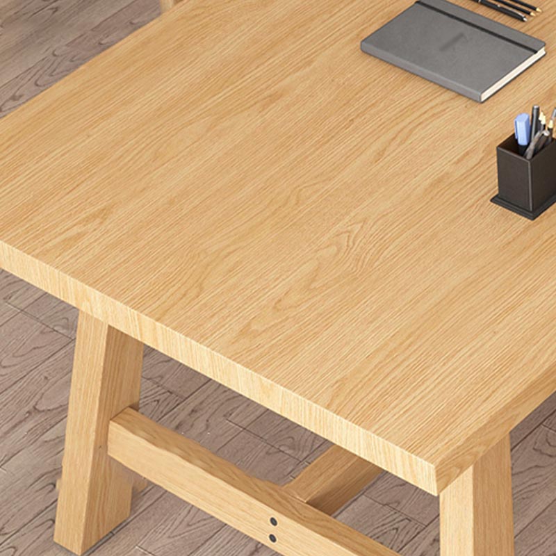 Contemporary Natural Wood Table Pine Rectangle Dining Table with Trestle Clearhalo 'Dining Tables & Seating' 'Dining Tables' 'dining_table' 'furn' 'furn_dining_table' 'Furniture' 'furniture_dining_table' 'Kitchen & Dining Furniture' 'kitchen' 'kitchen_dining_table' 4954492