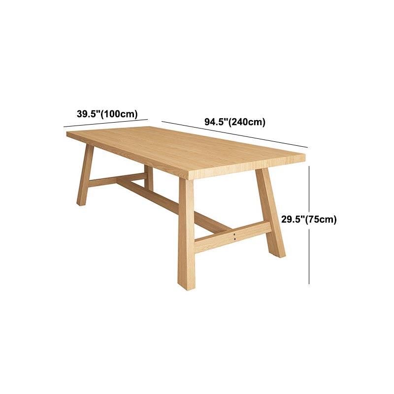 Contemporary Natural Wood Table Pine Rectangle Dining Table with Trestle Clearhalo 'Dining Tables & Seating' 'Dining Tables' 'dining_table' 'furn' 'furn_dining_table' 'Furniture' 'furniture_dining_table' 'Kitchen & Dining Furniture' 'kitchen' 'kitchen_dining_table' 4954508