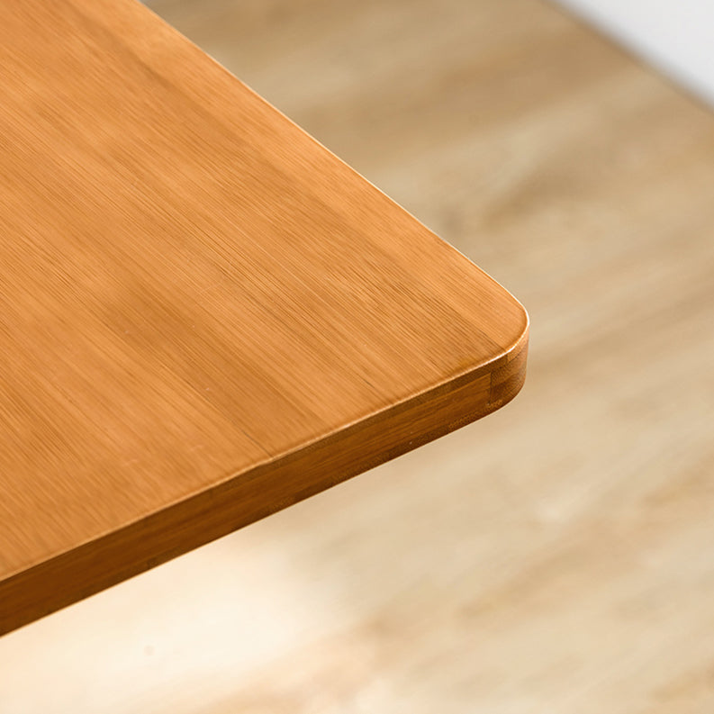 Contemporary Natural Wood Table Bamboo Home Dining Table with Pedestal Clearhalo 'Dining Tables & Seating' 'Dining Tables' 'dining_table' 'furn' 'furn_dining_table' 'Furniture' 'furniture_dining_table' 'Kitchen & Dining Furniture' 'kitchen' 'kitchen_dining_table' 4954515