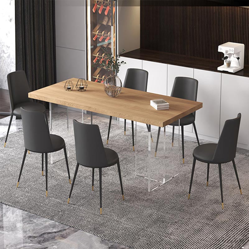 Contemporary Natural Wood Table Home Rectangle Dining Table with Double Pedestal Without Chairs Clearhalo 'Dining Tables & Seating' 'Dining Tables' 'dining_table' 'furn' 'furn_dining_table' 'Furniture' 'furniture_dining_table' 'Kitchen & Dining Furniture' 'kitchen' 'kitchen_dining_table' 4954533