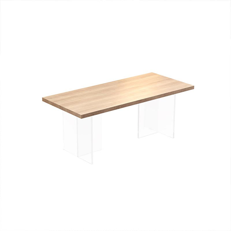 Contemporary Natural Wood Table Home Rectangle Dining Table with Double Pedestal Clearhalo 'Dining Tables & Seating' 'Dining Tables' 'dining_table' 'furn' 'furn_dining_table' 'Furniture' 'furniture_dining_table' 'Kitchen & Dining Furniture' 'kitchen' 'kitchen_dining_table' 4954537