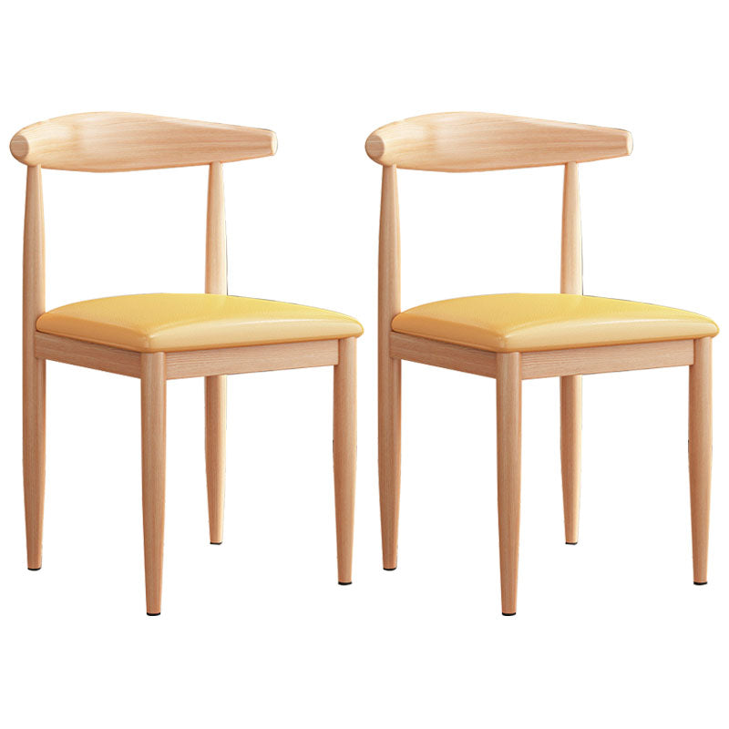Contemporary Style Dining Open Back Chair Armless Chair with Metal Legs Natural Wood Yellow 2 Piece Set Clearhalo 'Dining Chairs' 'Dining Tables & Seating' 'dining_chair' 'furn' 'furn_dining_chair' 'Furniture' 'furniture_dining_chair' 'Kitchen & Dining Furniture' 4954593