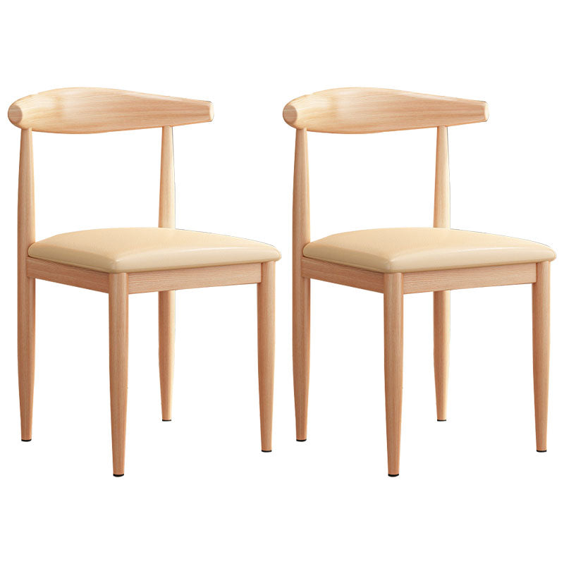 Contemporary Style Dining Open Back Chair Armless Chair with Metal Legs Natural Wood Almond 2 Piece Set Clearhalo 'Dining Chairs' 'Dining Tables & Seating' 'dining_chair' 'furn' 'furn_dining_chair' 'Furniture' 'furniture_dining_chair' 'Kitchen & Dining Furniture' 4954595
