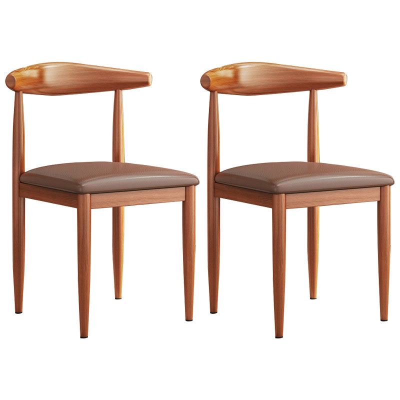 Contemporary Style Dining Open Back Chair Armless Chair with Metal Legs Coffee 2 Piece Set Clearhalo 'Dining Chairs' 'Dining Tables & Seating' 'dining_chair' 'furn' 'furn_dining_chair' 'Furniture' 'furniture_dining_chair' 'Kitchen & Dining Furniture' 4954597