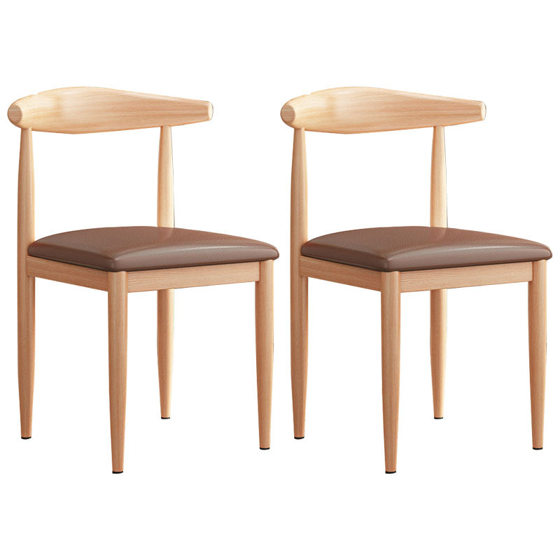 Contemporary Style Dining Open Back Chair Armless Chair with Metal Legs Light Coffee 2 Piece Set Clearhalo 'Dining Chairs' 'Dining Tables & Seating' 'dining_chair' 'furn' 'furn_dining_chair' 'Furniture' 'furniture_dining_chair' 'Kitchen & Dining Furniture' 4954599