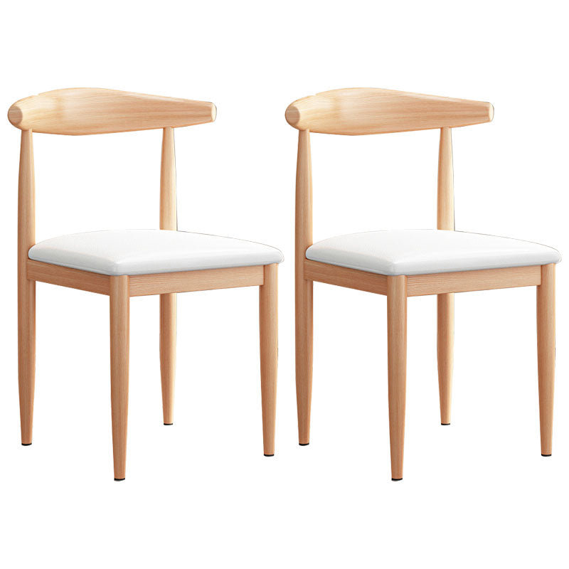 Contemporary Style Dining Open Back Chair Armless Chair with Metal Legs Natural Wood White 2 Piece Set Clearhalo 'Dining Chairs' 'Dining Tables & Seating' 'dining_chair' 'furn' 'furn_dining_chair' 'Furniture' 'furniture_dining_chair' 'Kitchen & Dining Furniture' 4954601