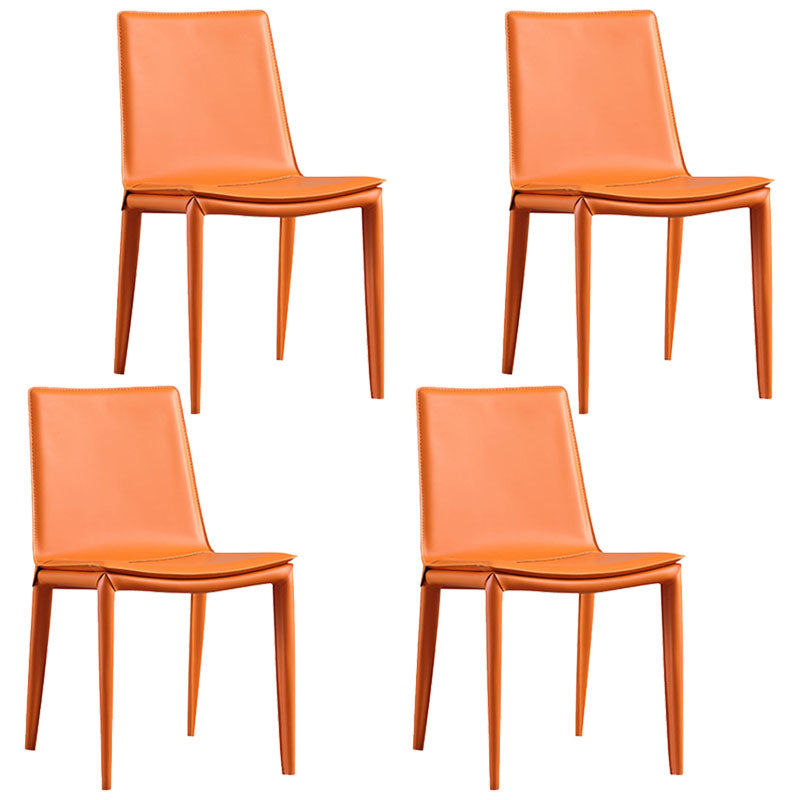 Contemporary Design Solid Back Chair for Home Armless Leather Dining Chairs Orange Set of 4 Clearhalo 'Dining Chairs' 'Dining Tables & Seating' 'dining_chair' 'Furniture' 'furniture_dining_chair' 'Kitchen & Dining Furniture' 4954609