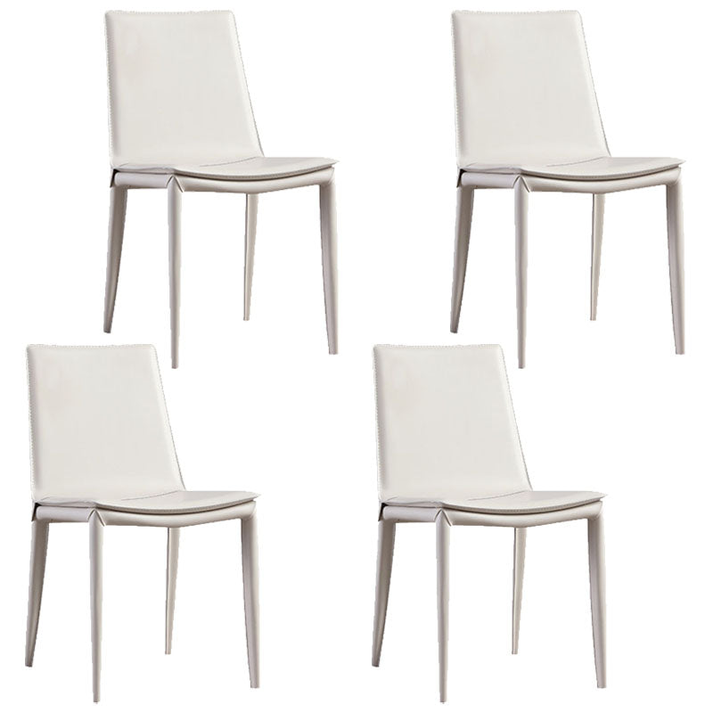 Contemporary Design Solid Back Chair for Home Armless Leather Dining Chairs White Set of 4 Clearhalo 'Dining Chairs' 'Dining Tables & Seating' 'dining_chair' 'Furniture' 'furniture_dining_chair' 'Kitchen & Dining Furniture' 4954613