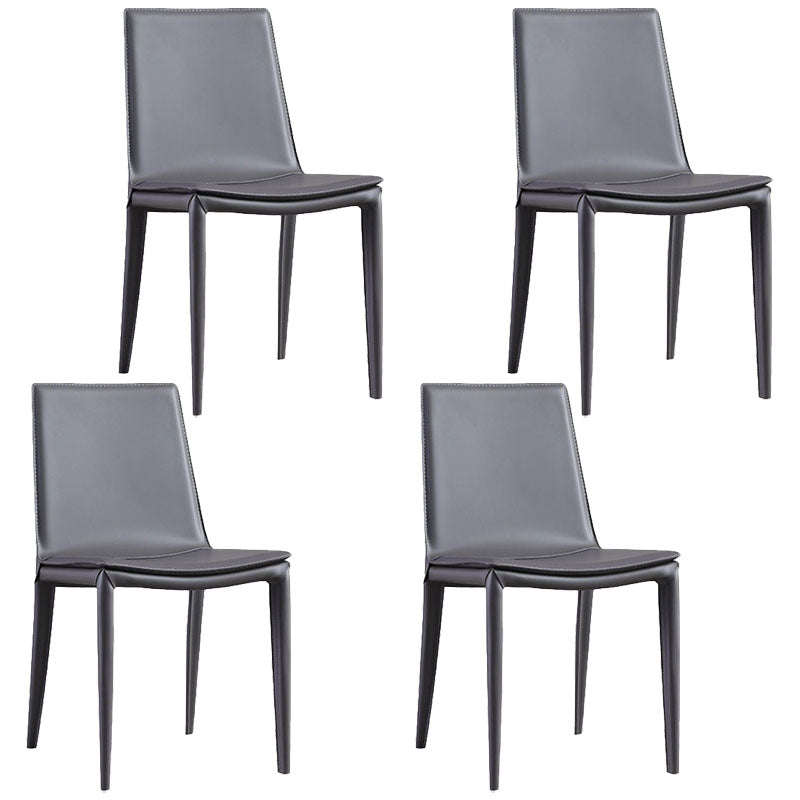 Contemporary Design Solid Back Chair for Home Armless Leather Dining Chairs Dark Gray Set of 4 Clearhalo 'Dining Chairs' 'Dining Tables & Seating' 'dining_chair' 'Furniture' 'furniture_dining_chair' 'Kitchen & Dining Furniture' 4954614