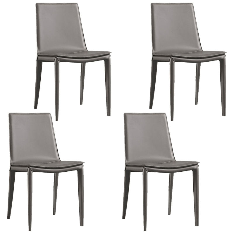 Contemporary Design Solid Back Chair for Home Armless Leather Dining Chairs Grey Set of 4 Clearhalo 'Dining Chairs' 'Dining Tables & Seating' 'dining_chair' 'Furniture' 'furniture_dining_chair' 'Kitchen & Dining Furniture' 4954619