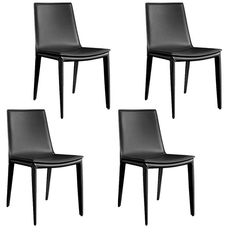 Contemporary Design Solid Back Chair for Home Armless Leather Dining Chairs Black Set of 4 Clearhalo 'Dining Chairs' 'Dining Tables & Seating' 'dining_chair' 'Furniture' 'furniture_dining_chair' 'Kitchen & Dining Furniture' 4954620