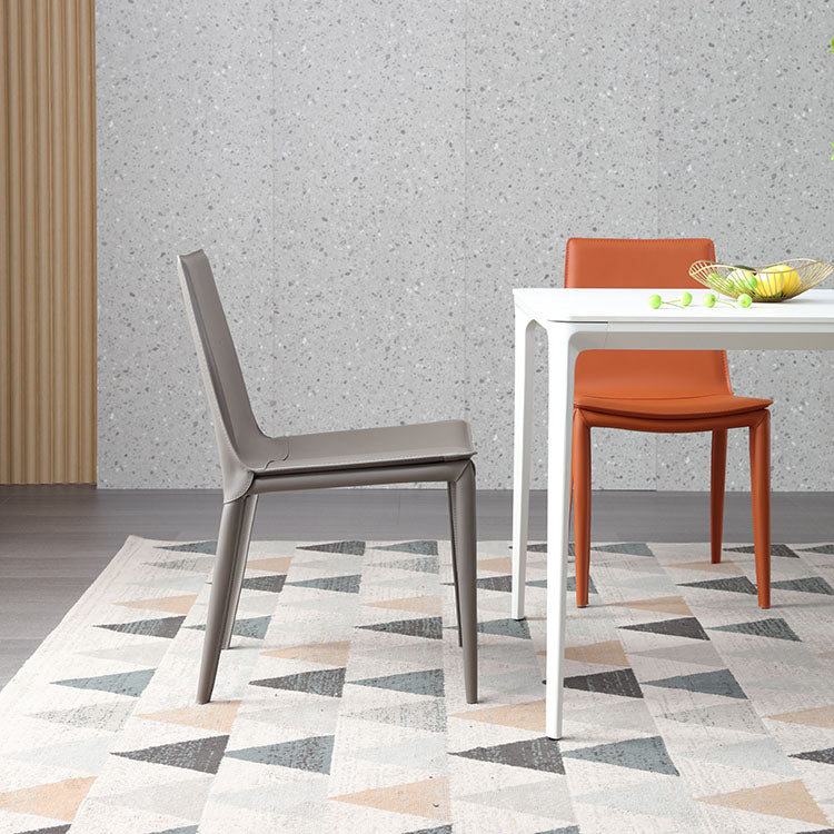 Contemporary Design Solid Back Chair for Home Armless Leather Dining Chairs Clearhalo 'Dining Chairs' 'Dining Tables & Seating' 'dining_chair' 'Furniture' 'furniture_dining_chair' 'Kitchen & Dining Furniture' 4954627