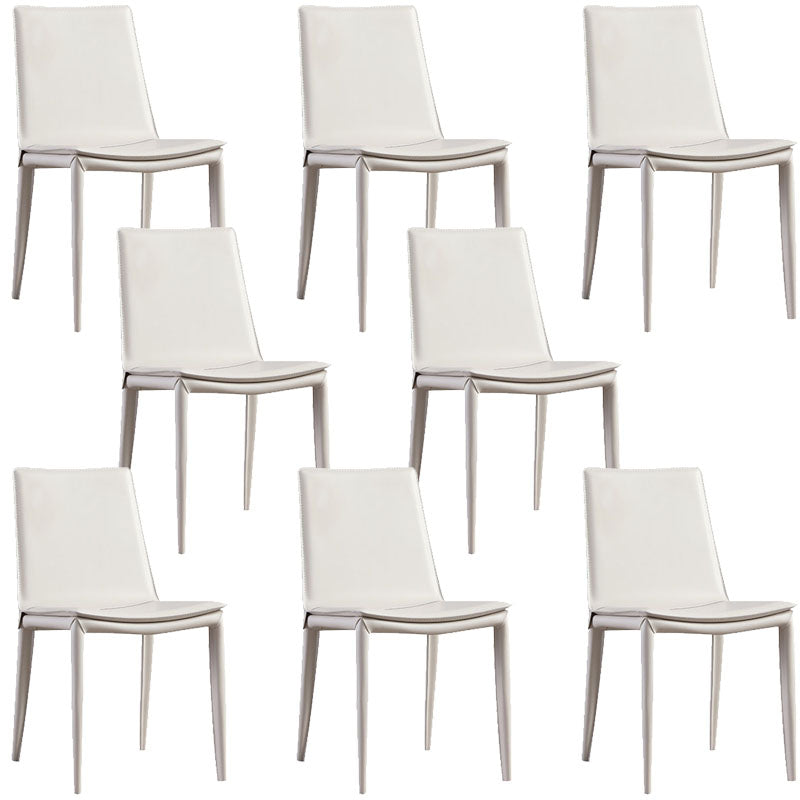 Contemporary Design Solid Back Chair for Home Armless Leather Dining Chairs White Set of 8 Clearhalo 'Dining Chairs' 'Dining Tables & Seating' 'dining_chair' 'Furniture' 'furniture_dining_chair' 'Kitchen & Dining Furniture' 4954628