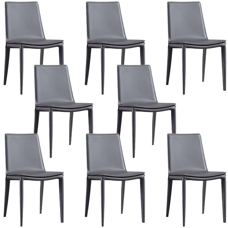 Contemporary Design Solid Back Chair for Home Armless Leather Dining Chairs Dark Gray Set of 8 Clearhalo 'Dining Chairs' 'Dining Tables & Seating' 'dining_chair' 'Furniture' 'furniture_dining_chair' 'Kitchen & Dining Furniture' 4954630