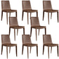 Contemporary Design Solid Back Chair for Home Armless Leather Dining Chairs Brown Set of 8 Clearhalo 'Dining Chairs' 'Dining Tables & Seating' 'dining_chair' 'Furniture' 'furniture_dining_chair' 'Kitchen & Dining Furniture' 4954632