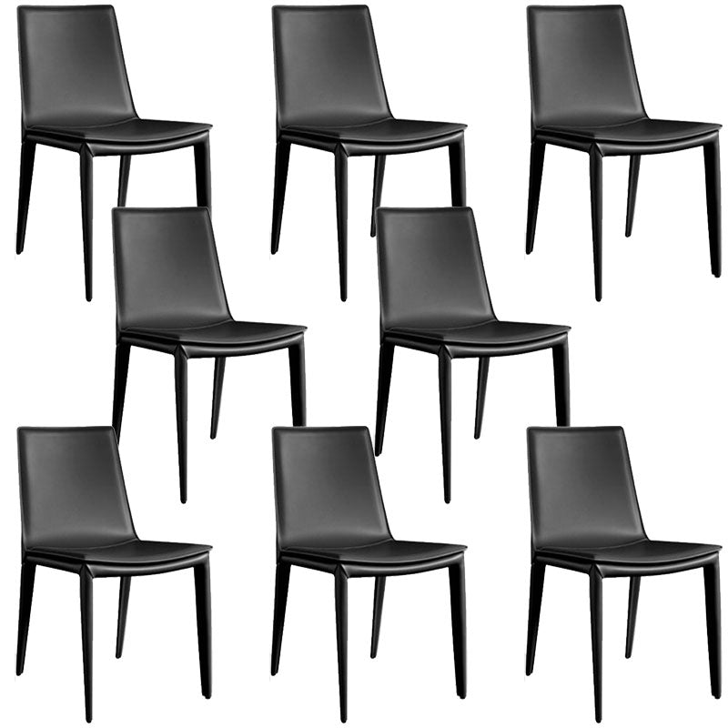 Contemporary Design Solid Back Chair for Home Armless Leather Dining Chairs Black Set of 8 Clearhalo 'Dining Chairs' 'Dining Tables & Seating' 'dining_chair' 'Furniture' 'furniture_dining_chair' 'Kitchen & Dining Furniture' 4954634