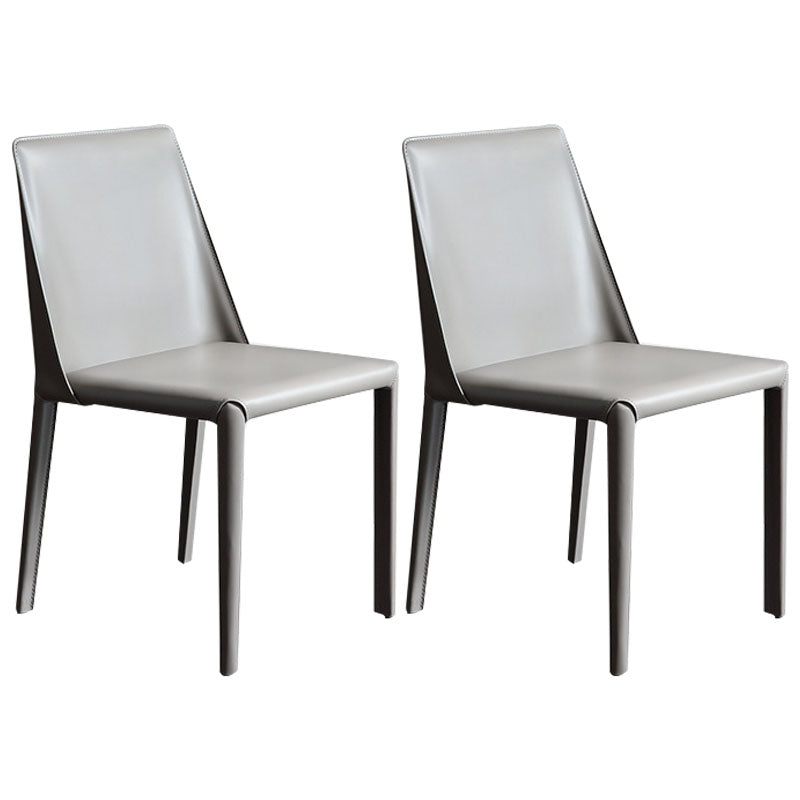 Modern Design Leather Dining Chairs for Home Solid Back Chair Grey Set of 2 Clearhalo 'Dining Chairs' 'Dining Tables & Seating' 'dining_chair' 'Furniture' 'furniture_dining_chair' 'Kitchen & Dining Furniture' 4954639