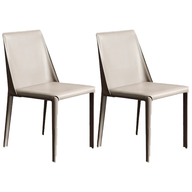 Modern Design Leather Dining Chairs for Home Solid Back Chair Khaki Set of 2 Clearhalo 'Dining Chairs' 'Dining Tables & Seating' 'dining_chair' 'Furniture' 'furniture_dining_chair' 'Kitchen & Dining Furniture' 4954640