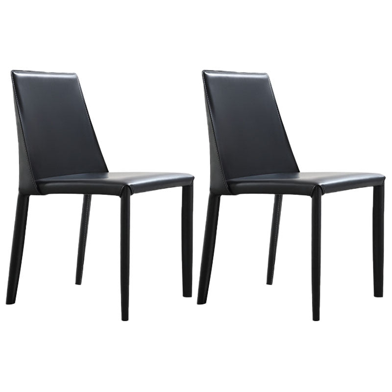 Modern Design Leather Dining Chairs for Home Solid Back Chair Black Set of 2 Clearhalo 'Dining Chairs' 'Dining Tables & Seating' 'dining_chair' 'Furniture' 'furniture_dining_chair' 'Kitchen & Dining Furniture' 4954646