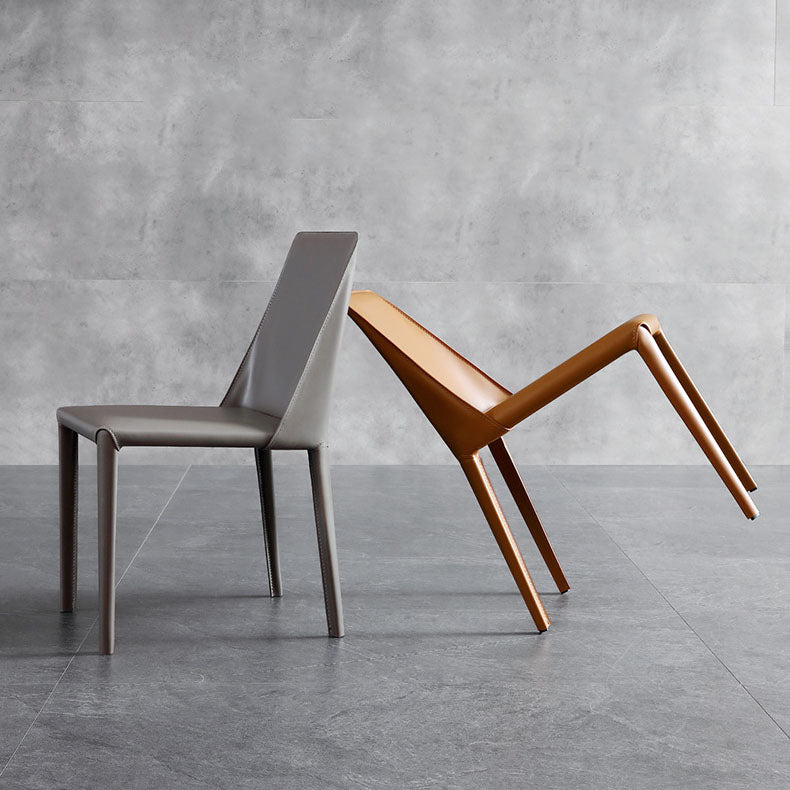 Modern Design Leather Dining Chairs for Home Solid Back Chair Clearhalo 'Dining Chairs' 'Dining Tables & Seating' 'dining_chair' 'Furniture' 'furniture_dining_chair' 'Kitchen & Dining Furniture' 4954654