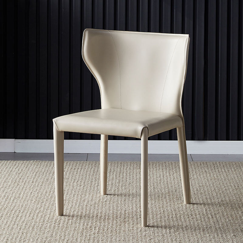 Contemporary Design Wingback Armless Dining Chair Leather Dining Chair Off-White 1 Piece Clearhalo 'Dining Chairs' 'Dining Tables & Seating' 'dining_chair' 'furn' 'furn_dining_chair' 'Furniture' 'furniture_dining_chair' 'Kitchen & Dining Furniture' 4954660