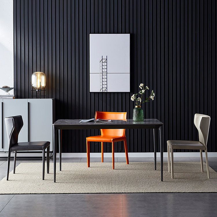 Contemporary Design Wingback Armless Dining Chair Leather Dining Chair Clearhalo 'Dining Chairs' 'Dining Tables & Seating' 'dining_chair' 'furn' 'furn_dining_chair' 'Furniture' 'furniture_dining_chair' 'Kitchen & Dining Furniture' 4954664