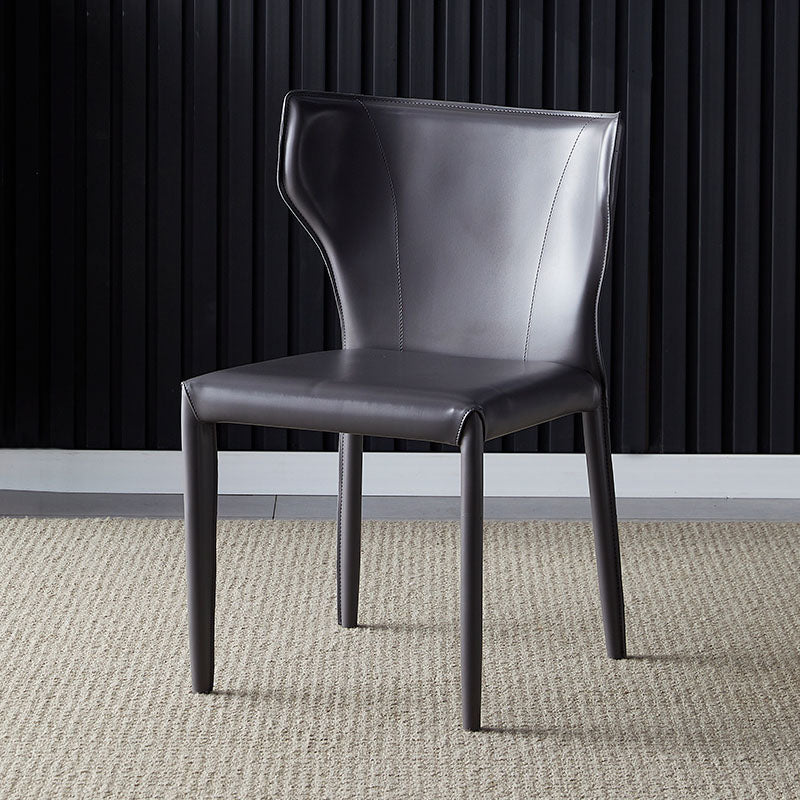 Contemporary Design Wingback Armless Dining Chair Leather Dining Chair Grey 1 Piece Clearhalo 'Dining Chairs' 'Dining Tables & Seating' 'dining_chair' 'furn' 'furn_dining_chair' 'Furniture' 'furniture_dining_chair' 'Kitchen & Dining Furniture' 4954666