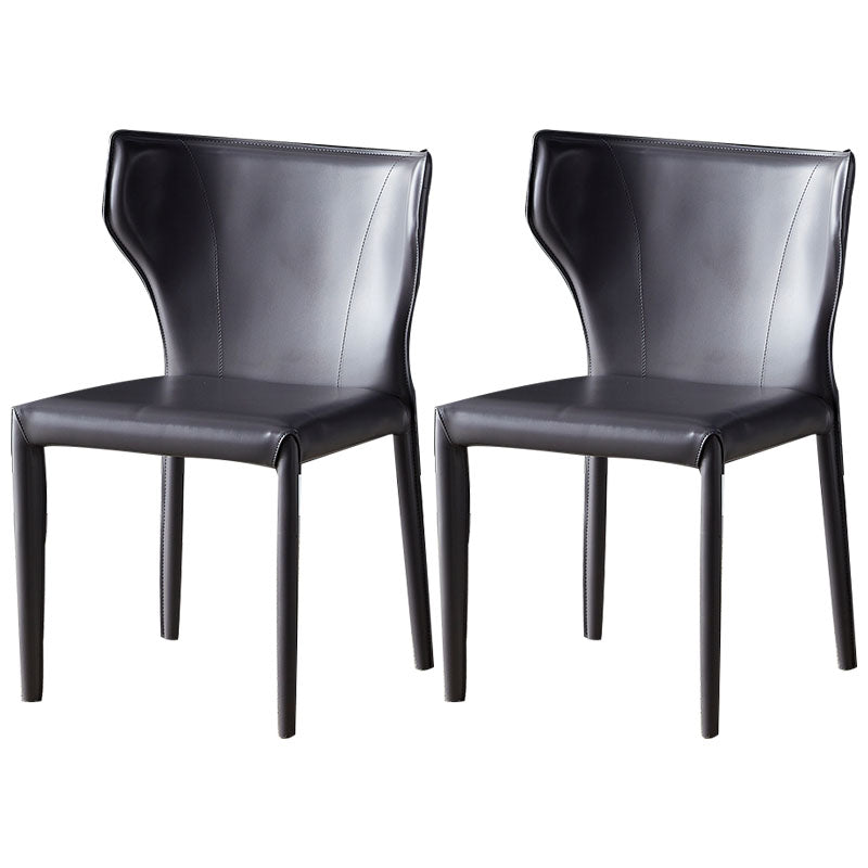 Contemporary Design Wingback Armless Dining Chair Leather Dining Chair Grey 2 Piece Set Clearhalo 'Dining Chairs' 'Dining Tables & Seating' 'dining_chair' 'furn' 'furn_dining_chair' 'Furniture' 'furniture_dining_chair' 'Kitchen & Dining Furniture' 4954667