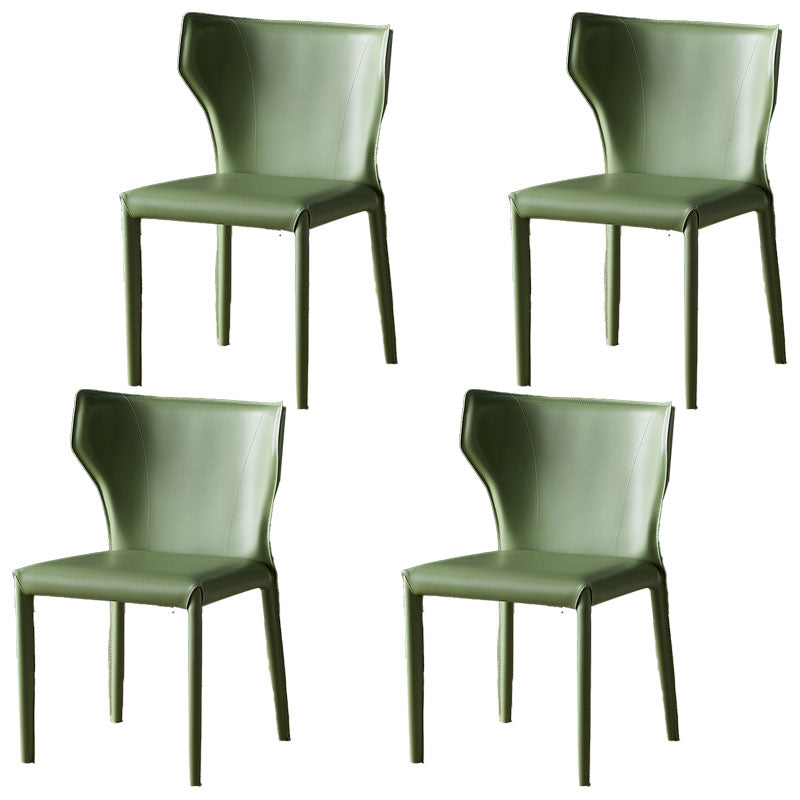 Contemporary Design Wingback Armless Dining Chair Leather Dining Chair Green 4 Piece Set Clearhalo 'Dining Chairs' 'Dining Tables & Seating' 'dining_chair' 'furn' 'furn_dining_chair' 'Furniture' 'furniture_dining_chair' 'Kitchen & Dining Furniture' 4954676