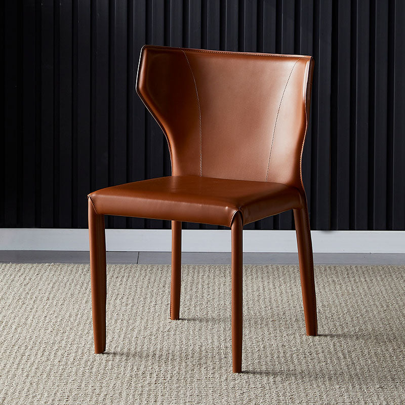 Contemporary Design Wingback Armless Dining Chair Leather Dining Chair Brown 1 Piece Clearhalo 'Dining Chairs' 'Dining Tables & Seating' 'dining_chair' 'furn' 'furn_dining_chair' 'Furniture' 'furniture_dining_chair' 'Kitchen & Dining Furniture' 4954682
