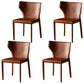 Contemporary Design Wingback Armless Dining Chair Leather Dining Chair Brown 4 Piece Set Clearhalo 'Dining Chairs' 'Dining Tables & Seating' 'dining_chair' 'furn' 'furn_dining_chair' 'Furniture' 'furniture_dining_chair' 'Kitchen & Dining Furniture' 4954684