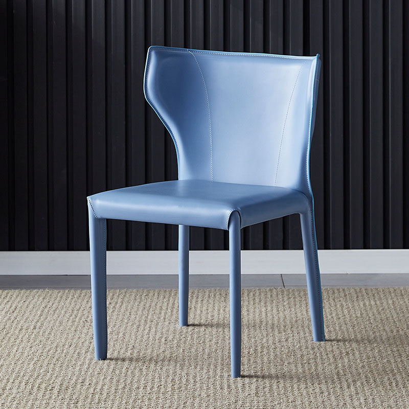 Contemporary Design Wingback Armless Dining Chair Leather Dining Chair Light Blue 1 Piece Clearhalo 'Dining Chairs' 'Dining Tables & Seating' 'dining_chair' 'furn' 'furn_dining_chair' 'Furniture' 'furniture_dining_chair' 'Kitchen & Dining Furniture' 4954685