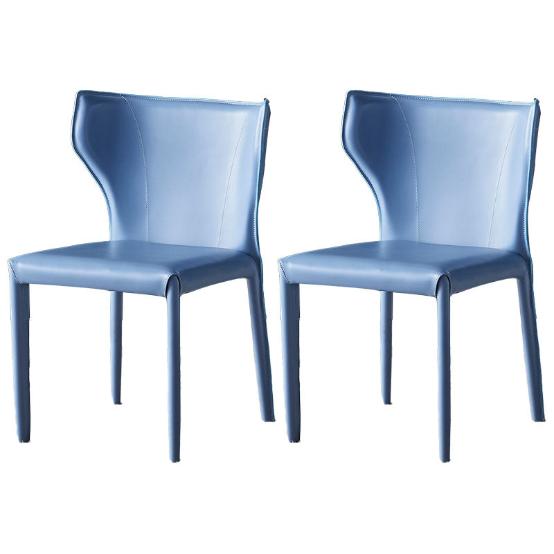 Contemporary Design Wingback Armless Dining Chair Leather Dining Chair Light Blue 2 Piece Set Clearhalo 'Dining Chairs' 'Dining Tables & Seating' 'dining_chair' 'furn' 'furn_dining_chair' 'Furniture' 'furniture_dining_chair' 'Kitchen & Dining Furniture' 4954686