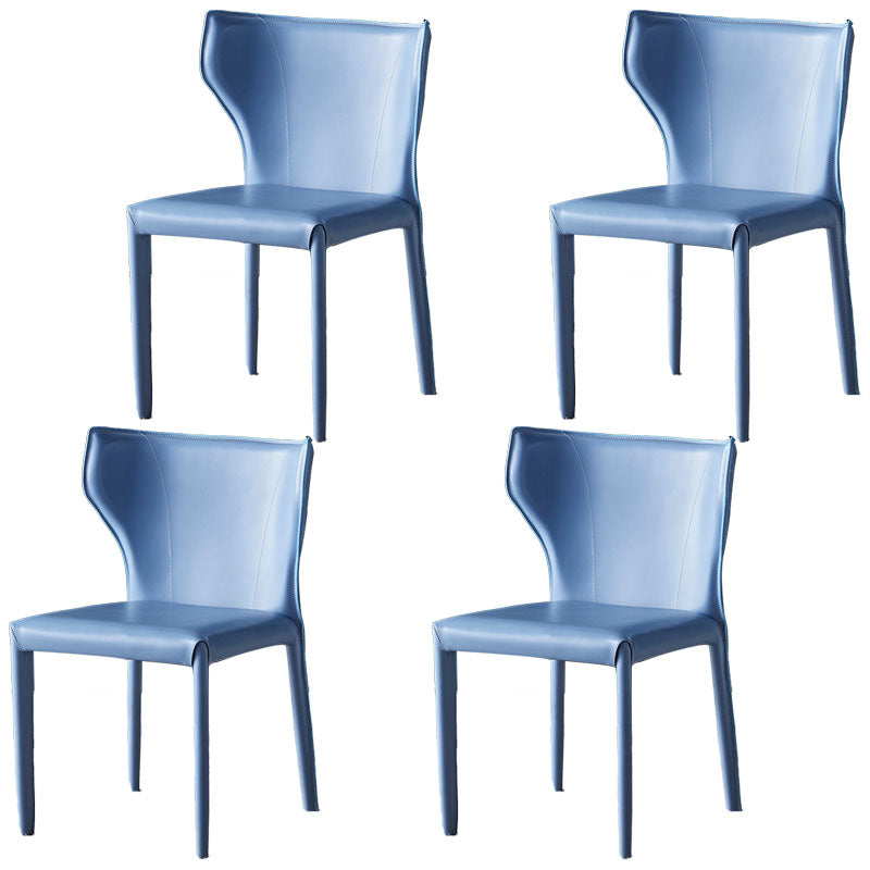 Contemporary Design Wingback Armless Dining Chair Leather Dining Chair Light Blue 4 Piece Set Clearhalo 'Dining Chairs' 'Dining Tables & Seating' 'dining_chair' 'furn' 'furn_dining_chair' 'Furniture' 'furniture_dining_chair' 'Kitchen & Dining Furniture' 4954687