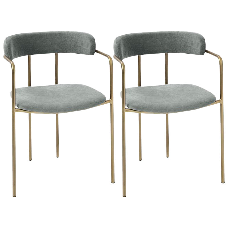 Fabric Glam Style Arm Chair Open Back Dining Chair for Dining Room Grey 2 Piece Set Clearhalo 'Dining Chairs' 'Dining Tables & Seating' 'dining_chair' 'furn' 'furn_dining_chair' 'Furniture' 'furniture_dining_chair' 'Kitchen & Dining Furniture' 4954690