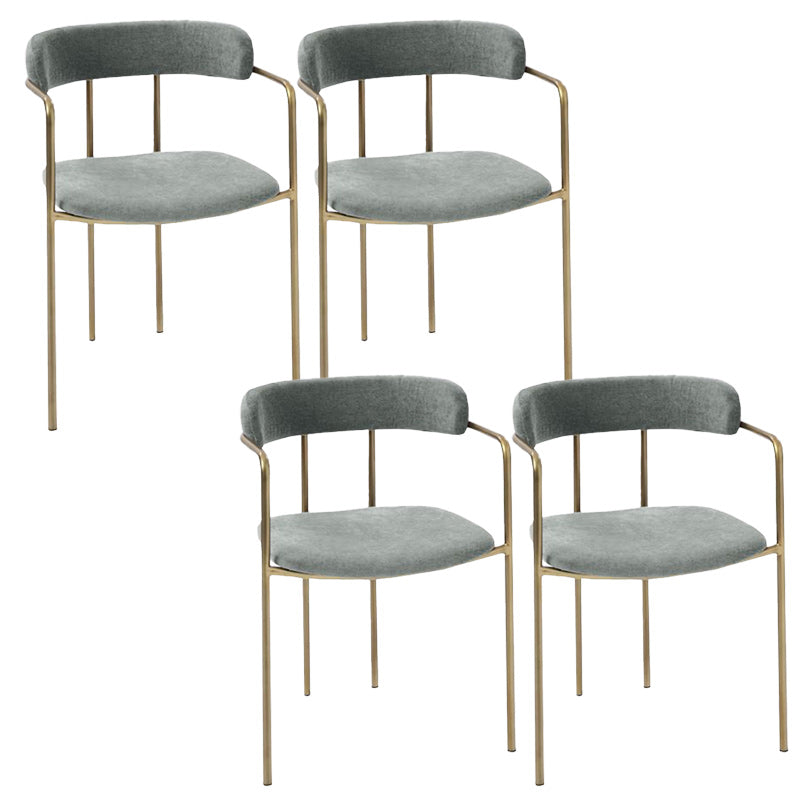Fabric Glam Style Arm Chair Open Back Dining Chair for Dining Room Grey 4 Piece Set Clearhalo 'Dining Chairs' 'Dining Tables & Seating' 'dining_chair' 'furn' 'furn_dining_chair' 'Furniture' 'furniture_dining_chair' 'Kitchen & Dining Furniture' 4954692