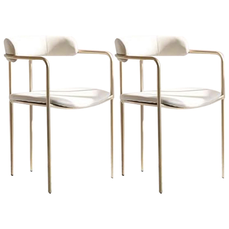 Fabric Glam Style Arm Chair Open Back Dining Chair for Dining Room White 2 Piece Set Clearhalo 'Dining Chairs' 'Dining Tables & Seating' 'dining_chair' 'furn' 'furn_dining_chair' 'Furniture' 'furniture_dining_chair' 'Kitchen & Dining Furniture' 4954696