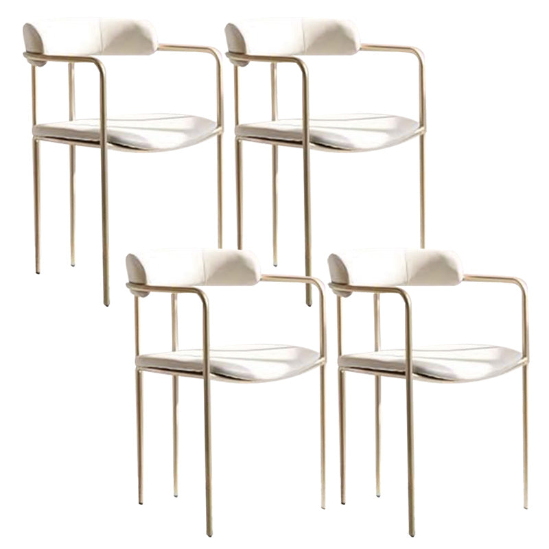 Fabric Glam Style Arm Chair Open Back Dining Chair for Dining Room White 4 Piece Set Clearhalo 'Dining Chairs' 'Dining Tables & Seating' 'dining_chair' 'furn' 'furn_dining_chair' 'Furniture' 'furniture_dining_chair' 'Kitchen & Dining Furniture' 4954698