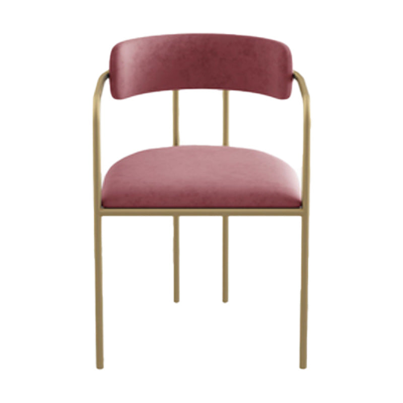 Fabric Glam Style Arm Chair Open Back Dining Chair for Dining Room Pink 1 Piece Clearhalo 'Dining Chairs' 'Dining Tables & Seating' 'dining_chair' 'furn' 'furn_dining_chair' 'Furniture' 'furniture_dining_chair' 'Kitchen & Dining Furniture' 4954700